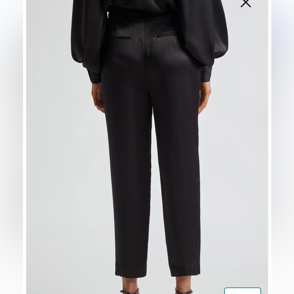 Ramy brook black Hayden belted satin cropped utility pants NWT SZ 6 - Picture 2 of 8